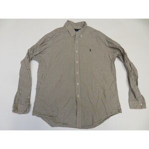 Polo Ralph Lauren Shirt Mens XL Yellow Blue Plaid Button Down Casual Preppy